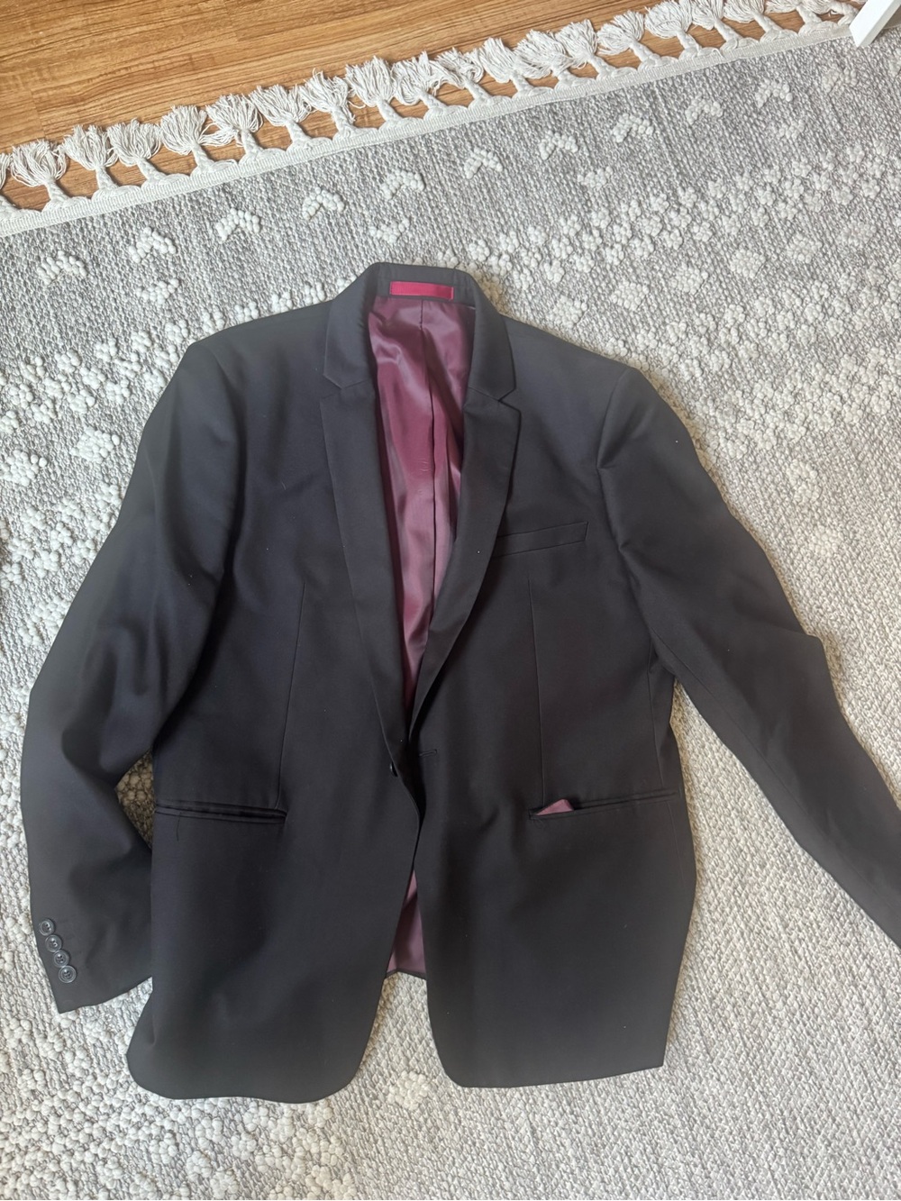 Topman Black Blazer with Wine Satin Lining